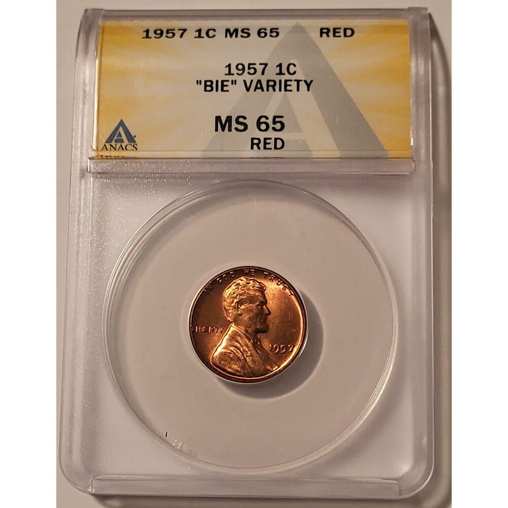 1957 Lincoln Wheat Cent BIE Variety MS65 Red ANACS